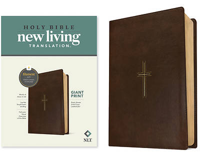 NLT Giant Print Bible, Filament Enabled (Leatherlike, Rustic Brown Gold Cross, Red Letter)